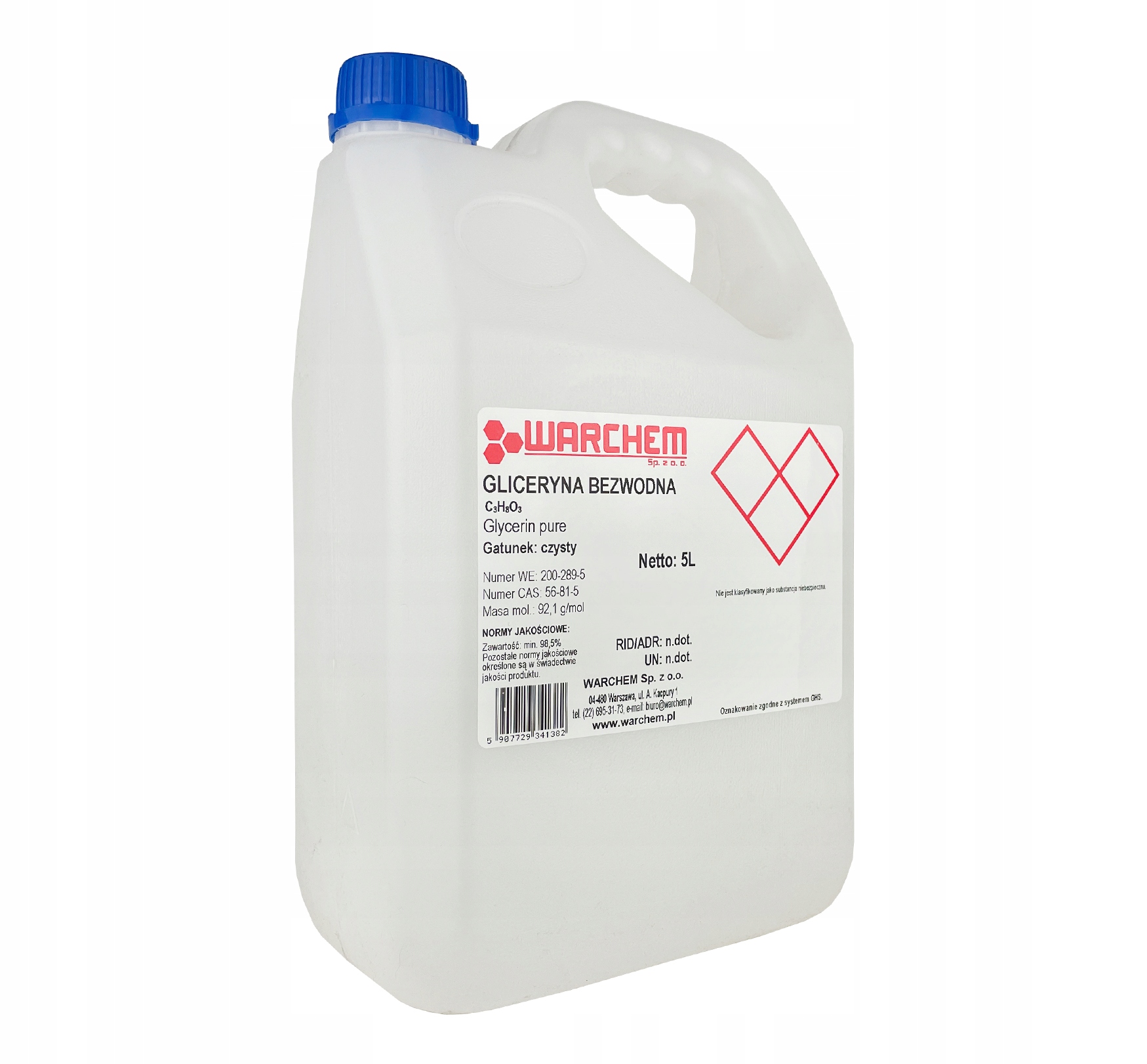 Gliceryna Roślinna Bezwodna czysta 5L