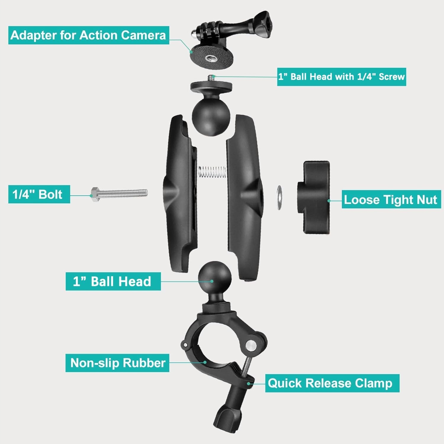 UNSTINCER Uchwyt Kamery Do GoPro Hero Insta360 DJI Osmo Na Rower — miniatura 4