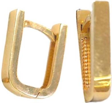 Zlaté náušnice 585 úzké čárky 1,94 g u ucha, čtvercové náušnice