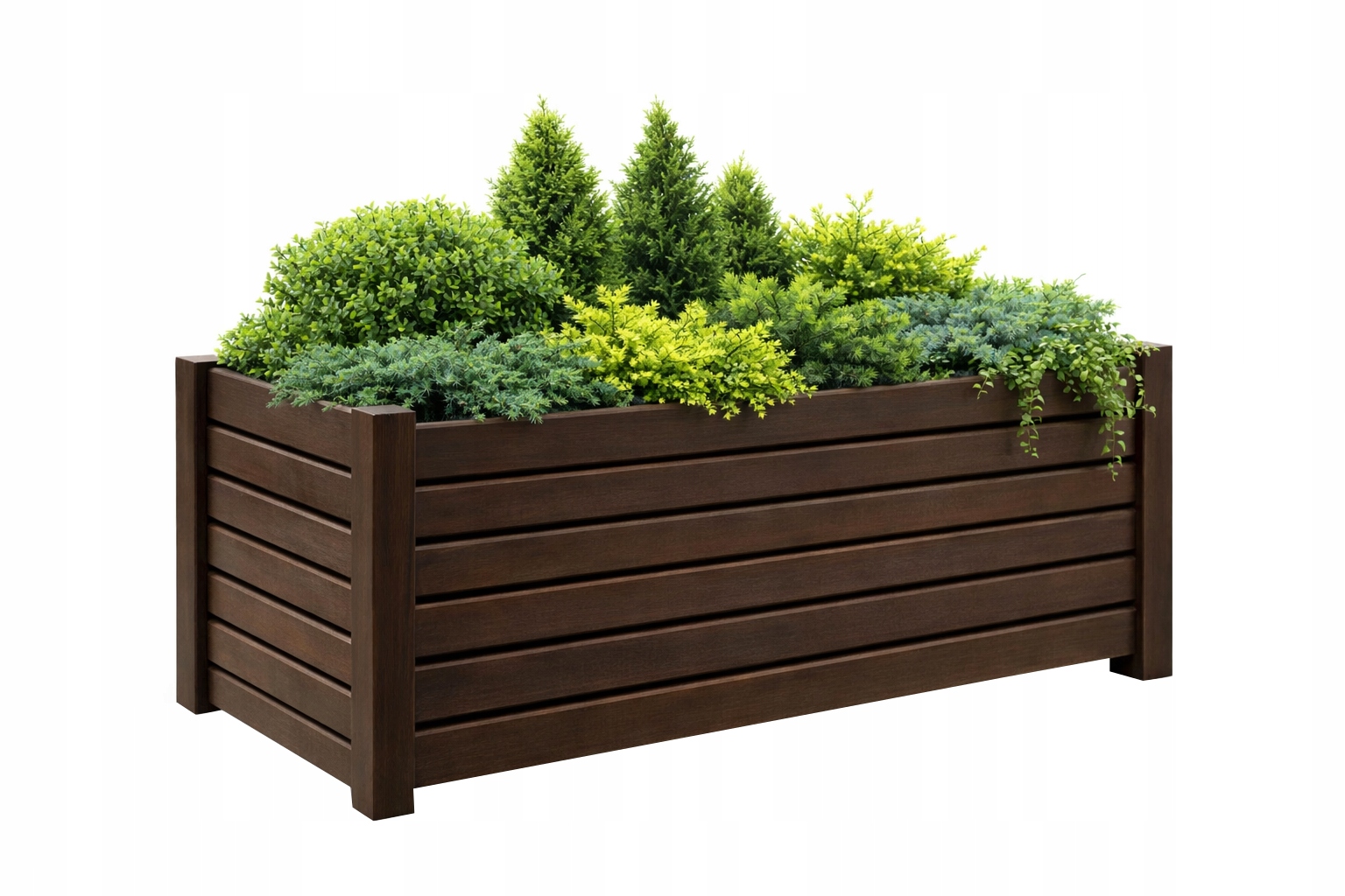 Drewniana Donica Ogrodowa Na Kwiaty Ciemny Brąz 60x38x30 cm