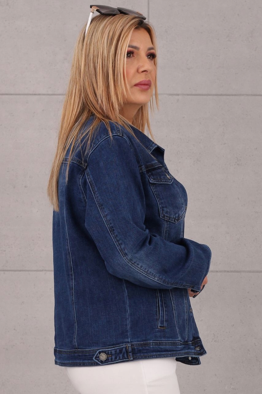 JEANSOWA KATANA DUŻE ROZMIARY RAMONESKA OVERSIZE LUŹNA KURTKA ELEGANCKA Rozmiar 50