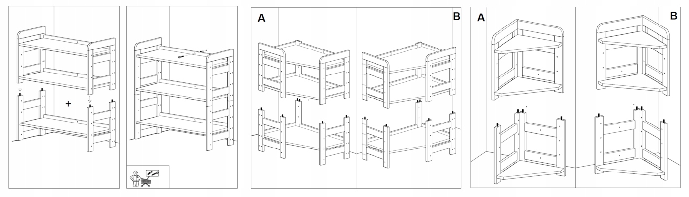 Regał na książki Modułowy BERDO 38,4x80x34,4 1P Liczba półek 1