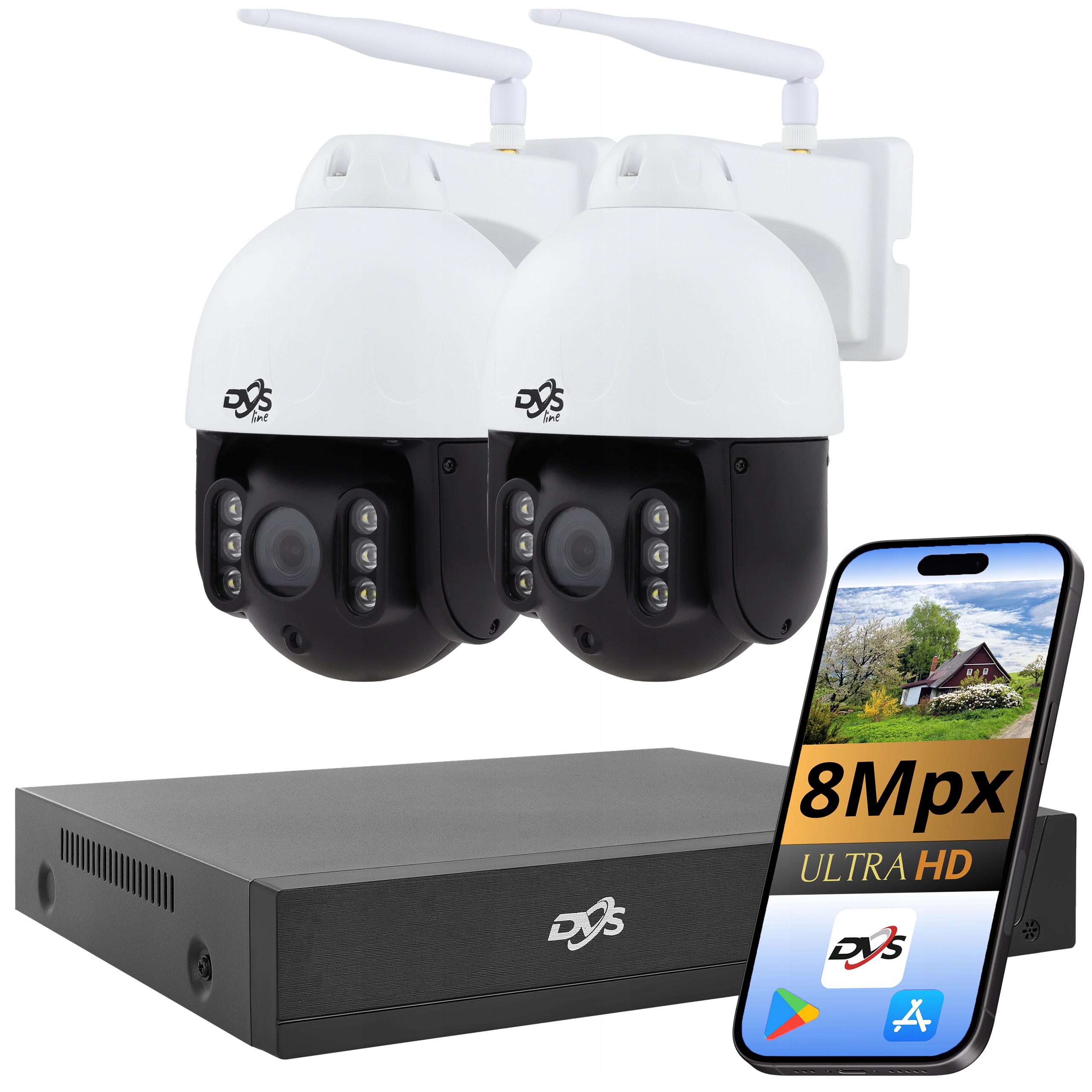 Sada Kamer 8Mpx Wifi 4K 2 Kamery Otočné Bezdrátové Monitorování Dvs