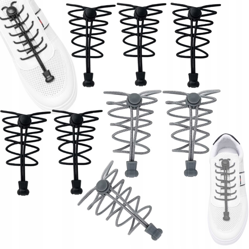 SZNUROWADŁA SZNURÓWKI DO BUTÓW ELASTYCZNE BEZ WIĄZANIA 4 KOMPL. SOMOZACISK