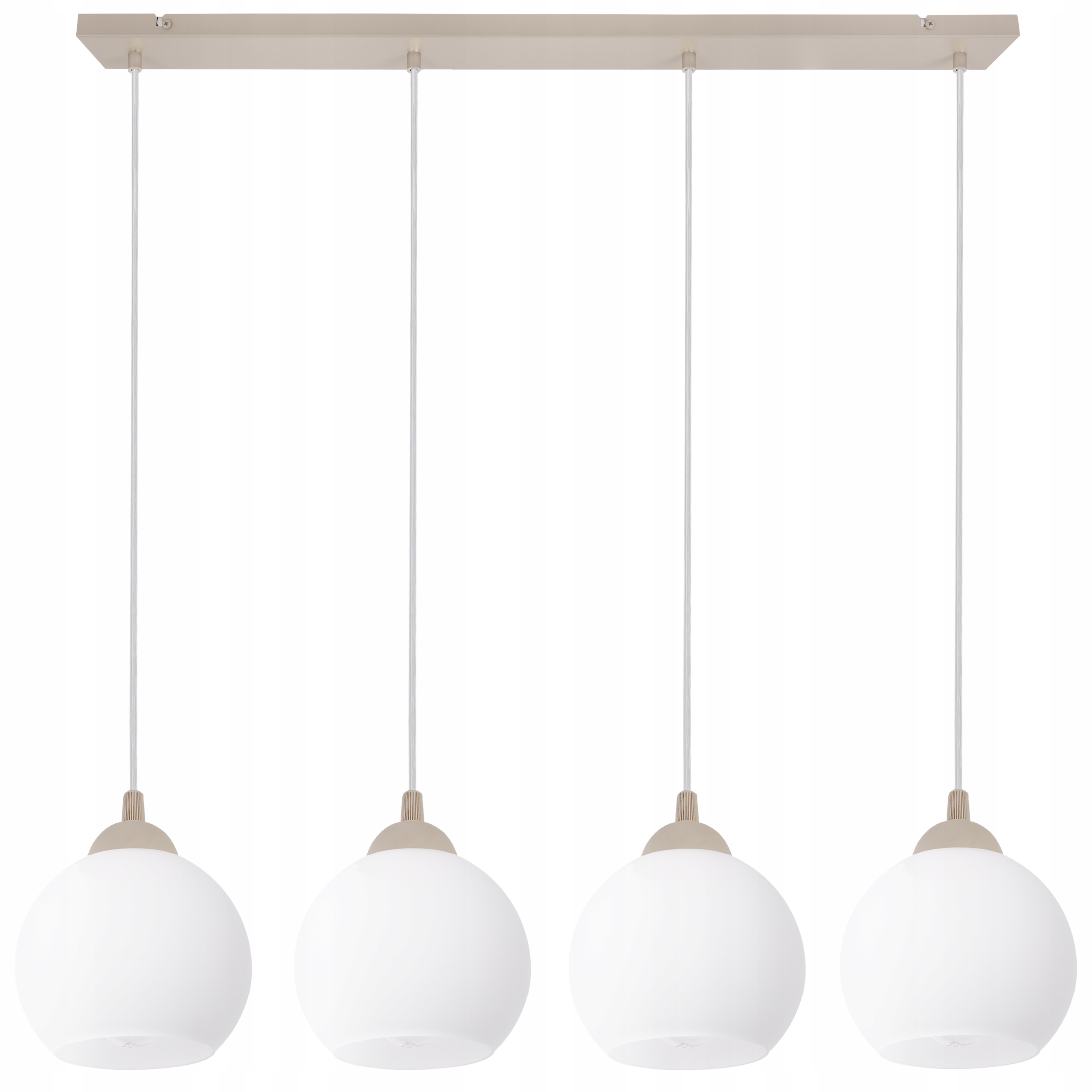 Závěsná Stropní Lampa Lustr Béžová Skleněná Lišta Koule Japandi E27