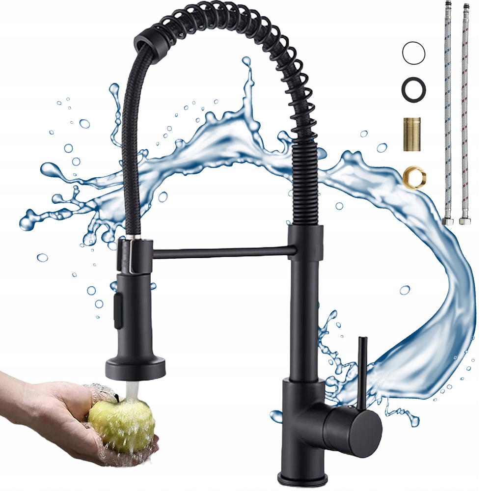 Kuchyňská Dřezová Baterie S Výsuvnou Tryskou Otočná O 360° Nerezová Ocel