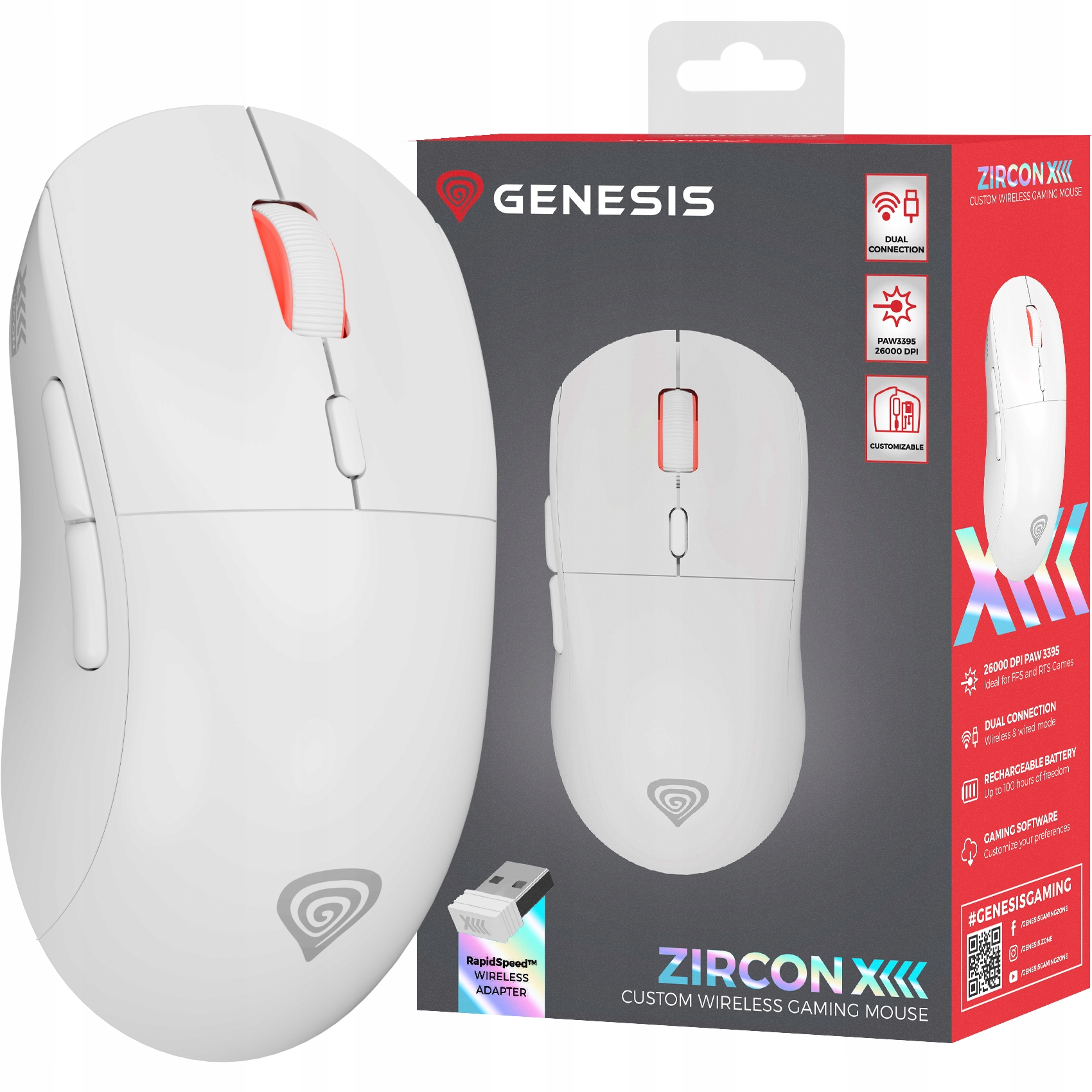 Bezdrátová myš Genesis Zircon XIII bílá