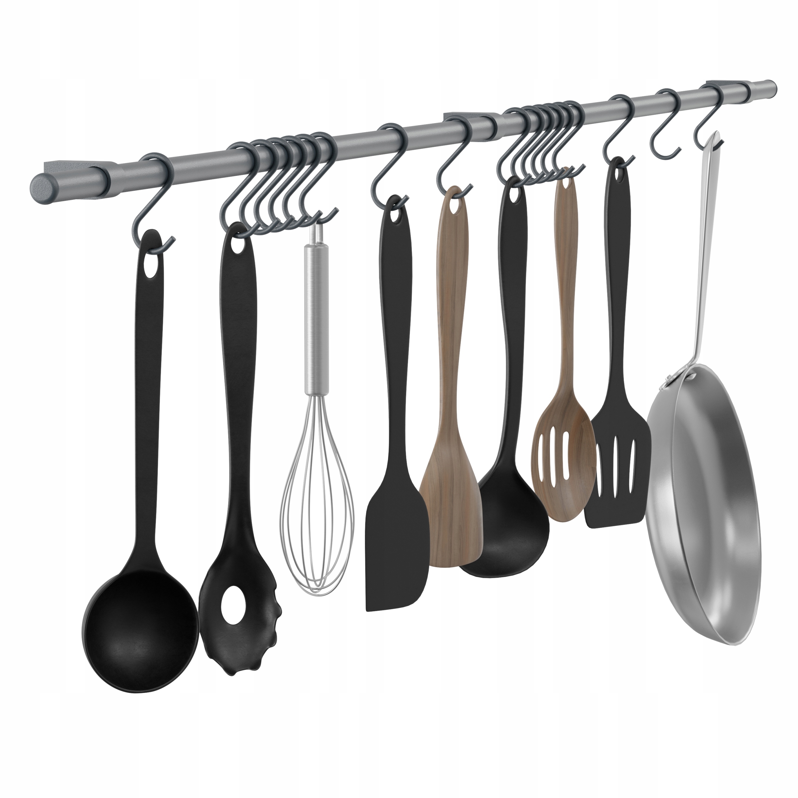 Kuchyňský Reling Věšák Na Zeď S Háčky 148 cm Antracit Twist