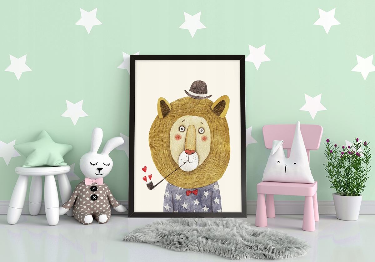 OBRAZ PLAKAT W RAMIE A4 cm Lew PD270 Płeć chłopcy dziewczynki