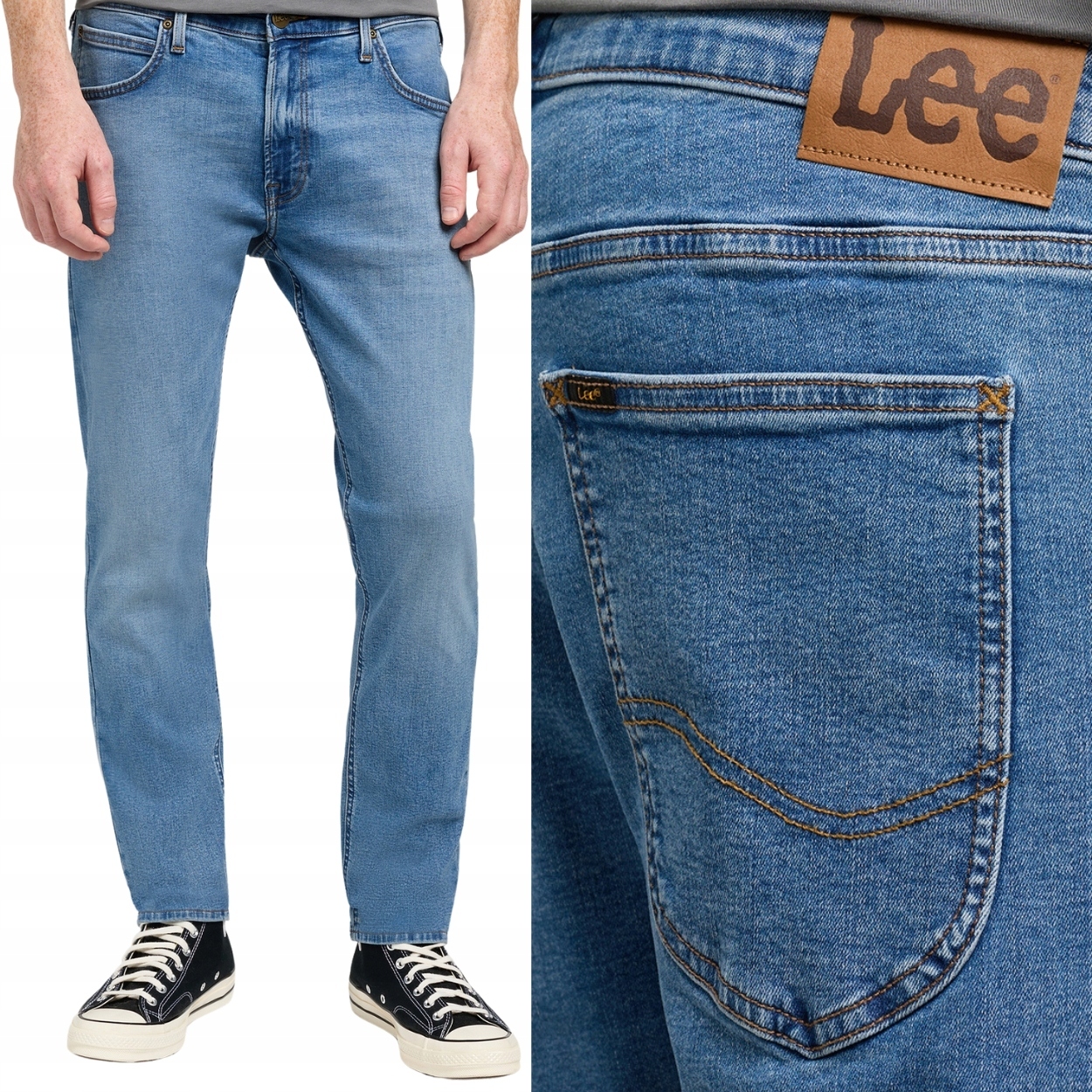 Lee Luke Carrier Blue silně zúžené elastické džínové kalhoty W28 L32