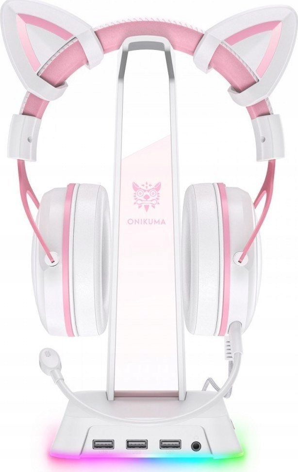 Stojak Gamingowy na Słuchawki z USB RGB Biały Model ST2 Biały