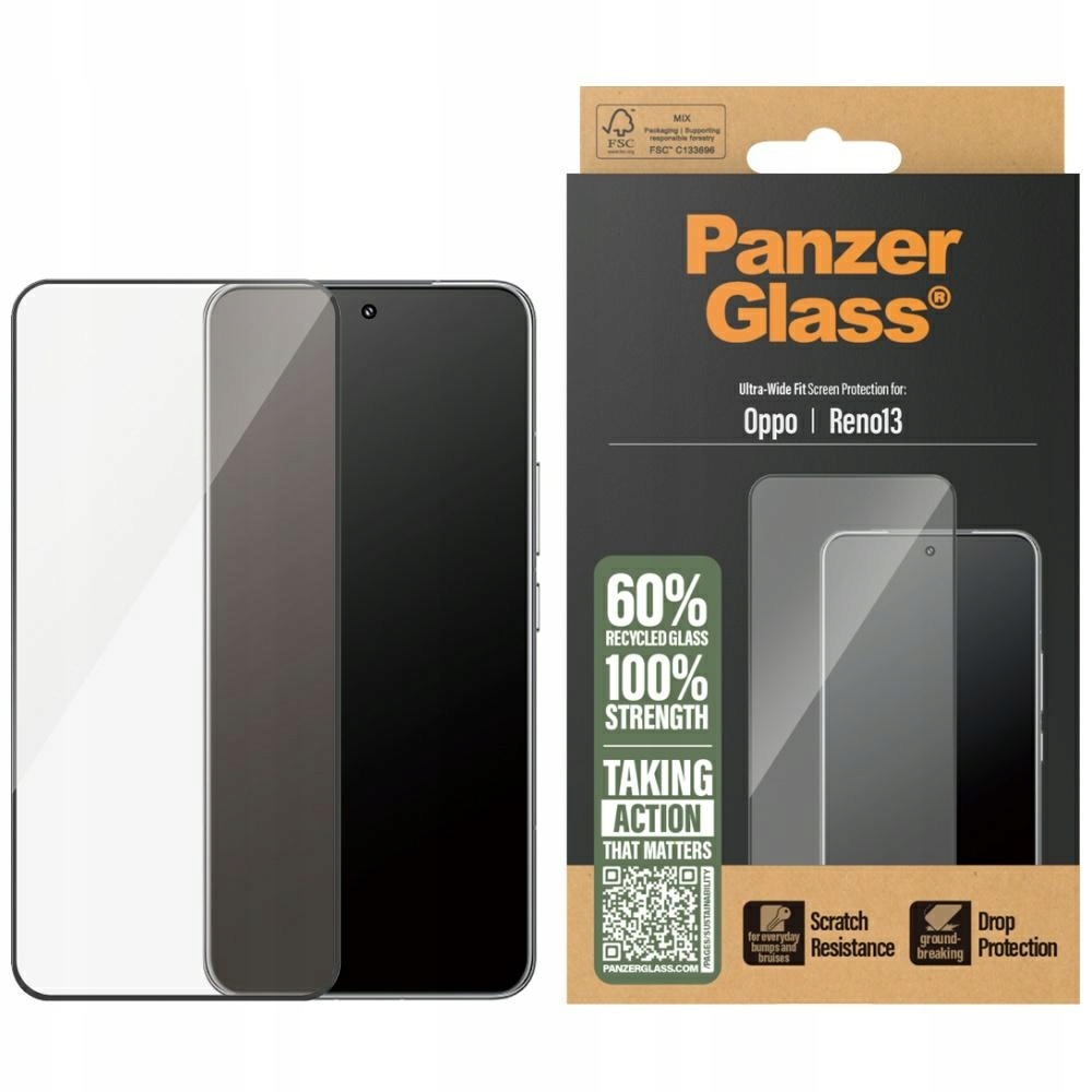 Tvrzené sklo PanzerGlass Ultra-Wide Fit w. Black Frame pro Oppo Reno13