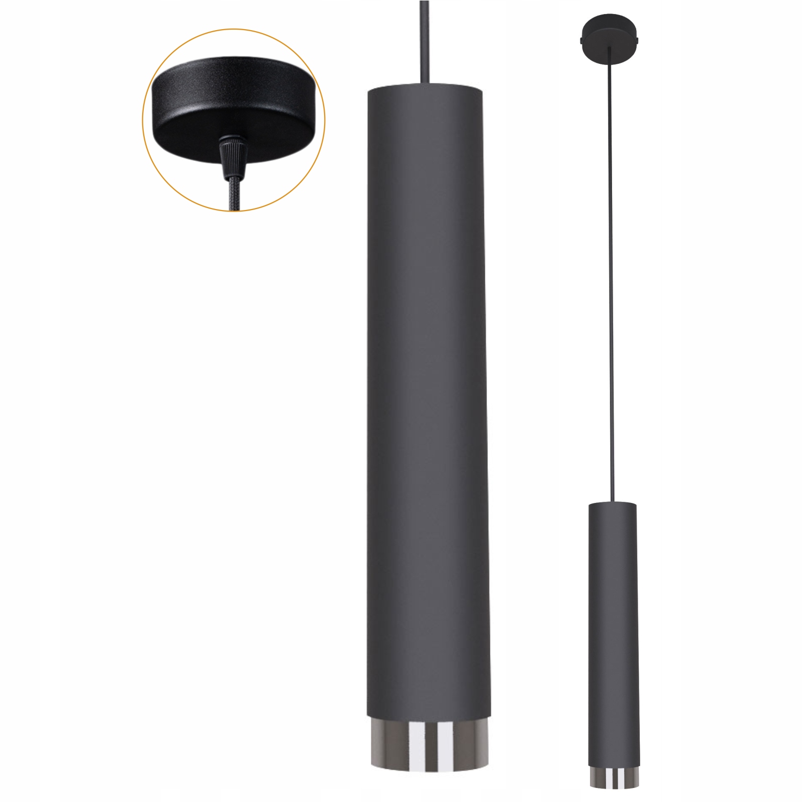 Závěsná stropní lampa GU10 převis loft Idun I Černá Stříbrná Moderní