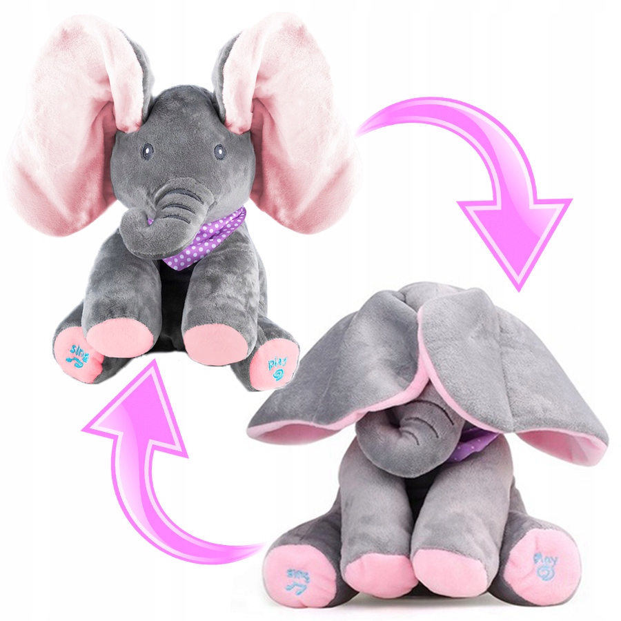 MASKOTKA GRAJĄCA SŁONIK ŚPIEWAJĄCY INTERAKTYWNY SŁOŃ A KUKU RUSZA USZAMI Język angielski