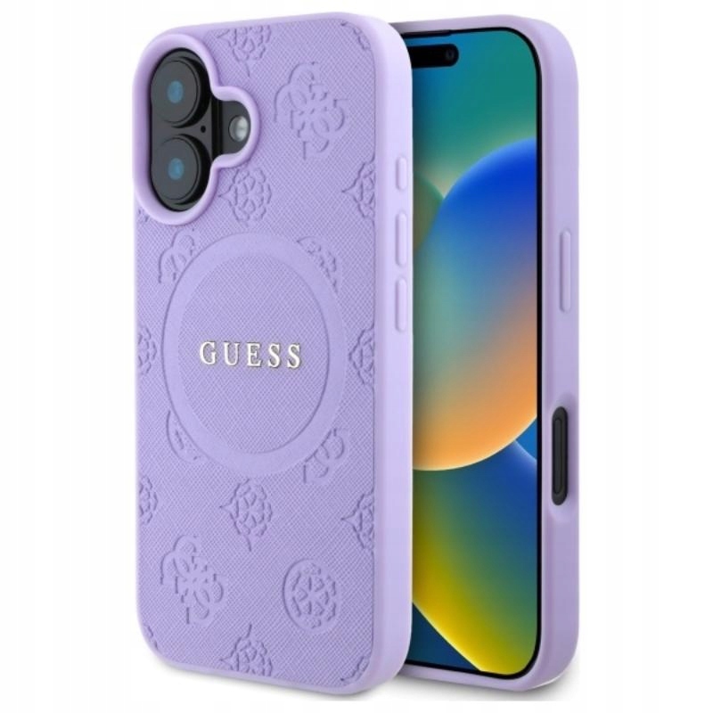 Pouzdro Guess pro iPhone 16 MagSafe Saffiano Originální módní fialové Zadní Kryt