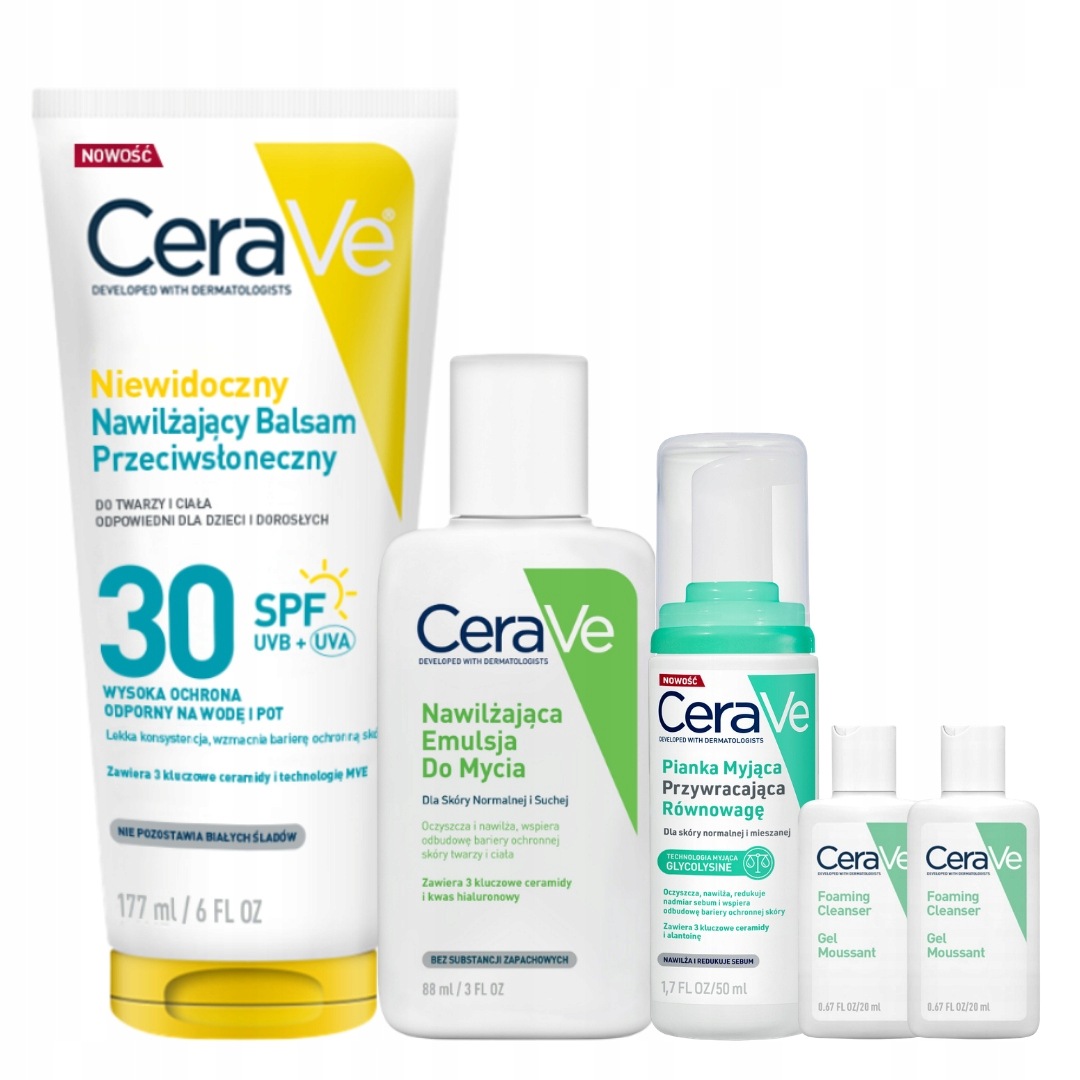 CeraVe Niewidoczny balsam SPF30 177ml Nawilżająca emulsja do mycia 88ml