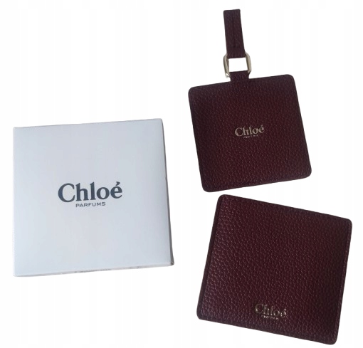 Chloe Lusterko Kieszonkowe Etui Logowane Bordowe Kwadratowe
