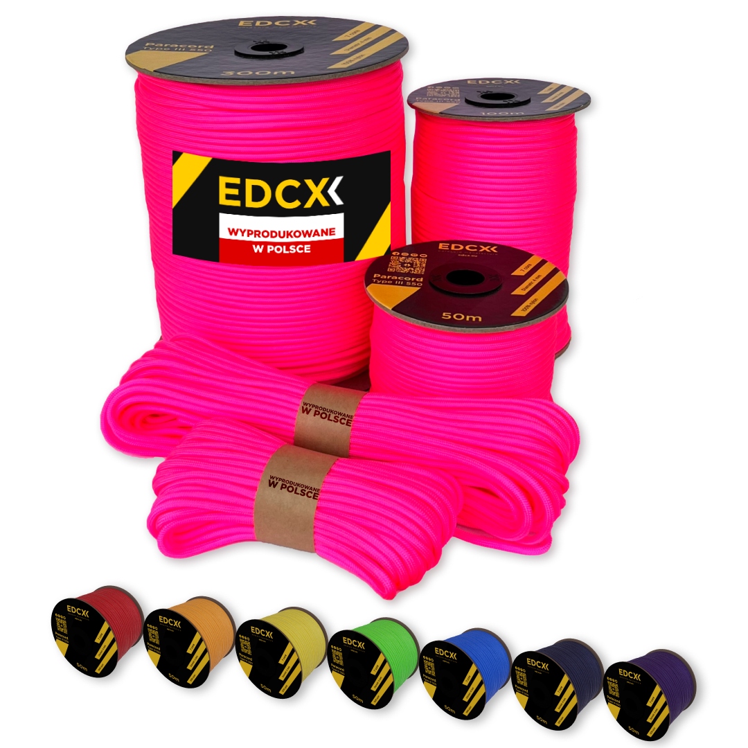 Linka Edcx 4mm Paracord 550 (Sofit Pink, 50 m) Wyprodukowane w Polsce