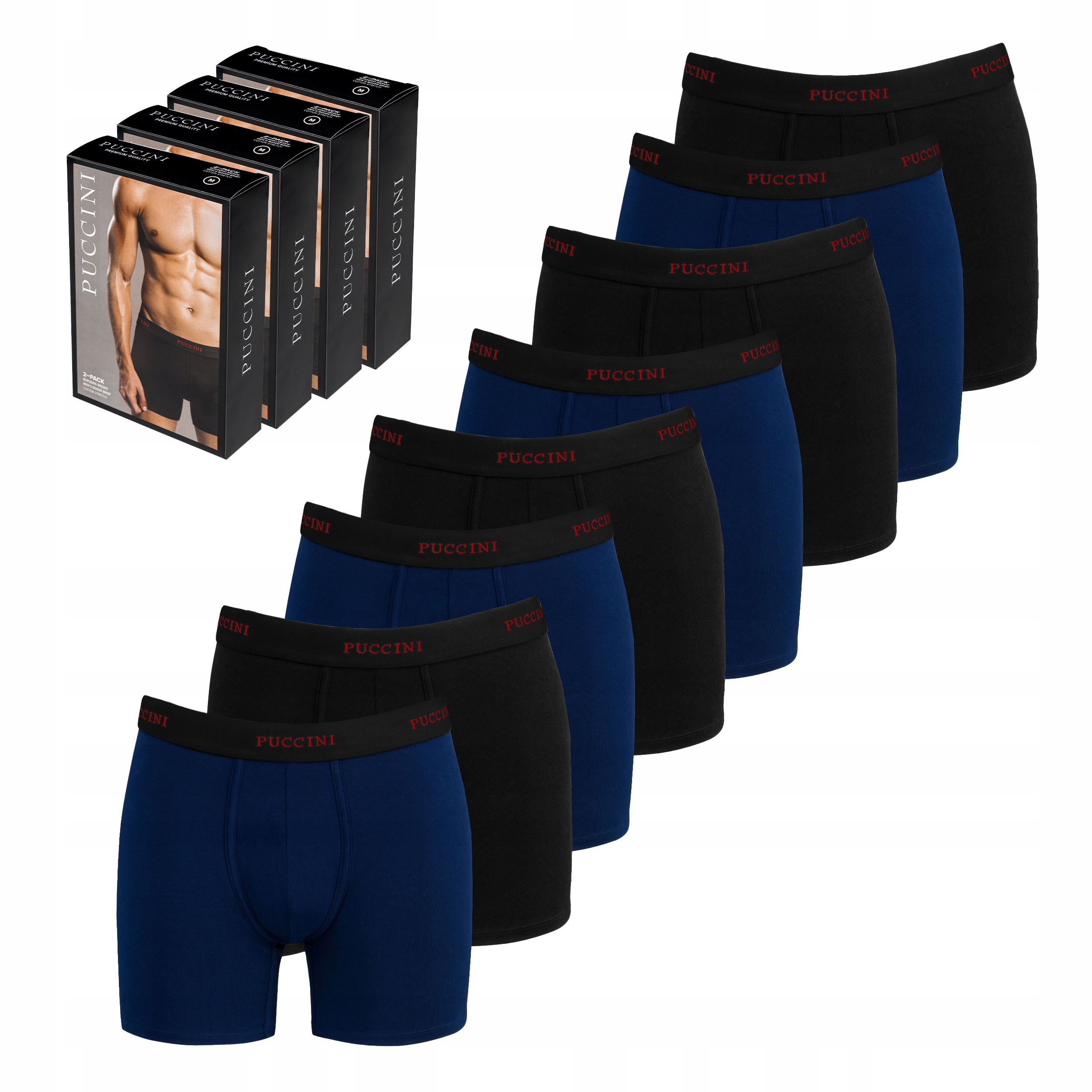 Pánské boxerky Puccini Černé Námořnická Modrá Sada 8 kusů Bavlněné XL BX05XL-1-7A