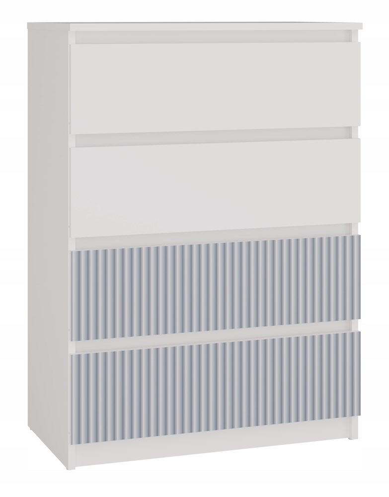 Komoda M4 Bílá Přední Strana Modrá Arteso Malá Skříňka 4 Zásuvky