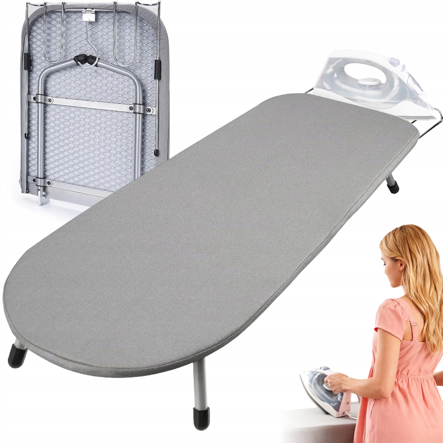 Levně Žehlicí Prkno Na Stůl, Malé, Skládací, Se Stojanem Na Žehličku