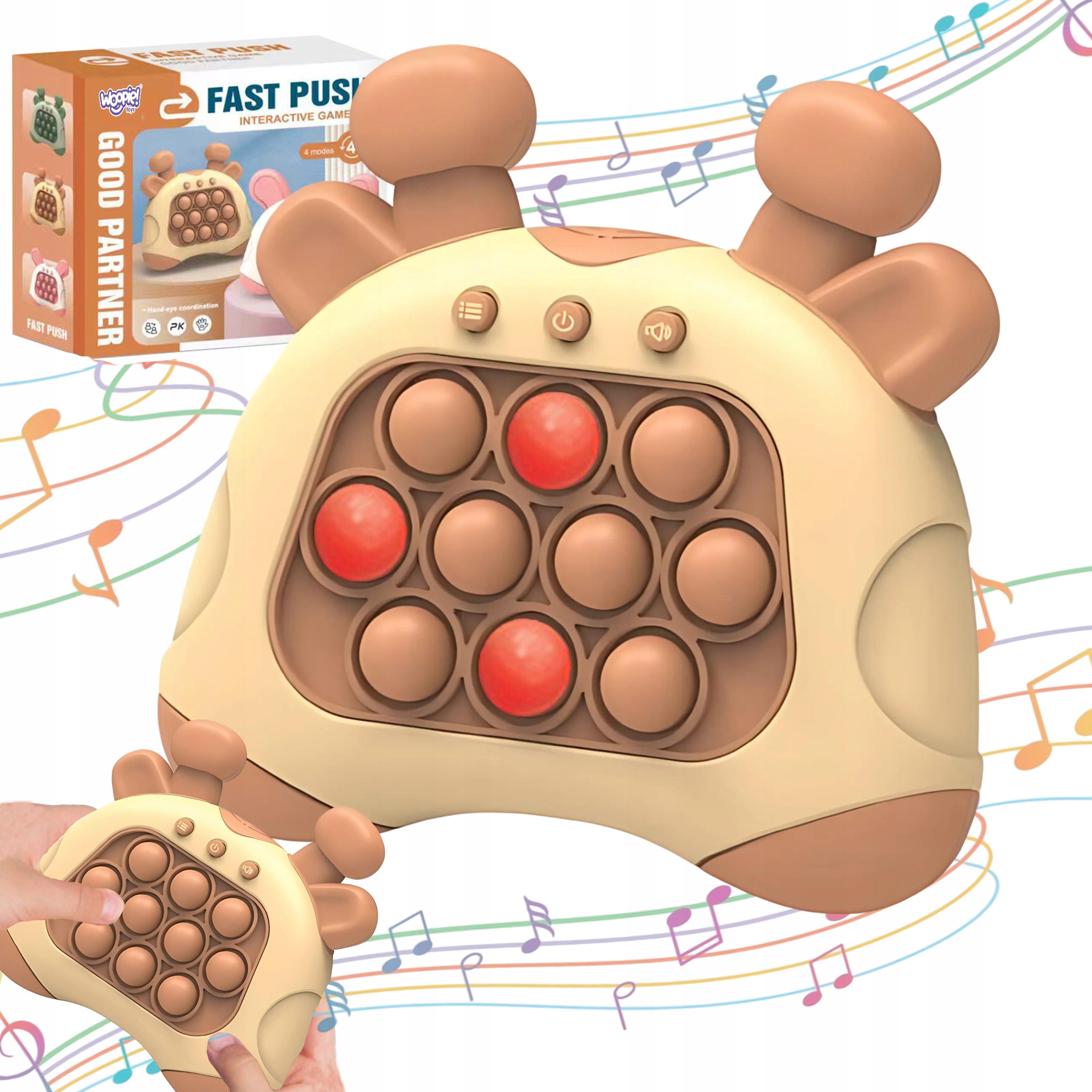 GRA POP IT ELEKTRYCZNA ANTYSTRESOWA ZRĘCZNOŚCIOWA RENIFER GNIOTEK WOOPIE