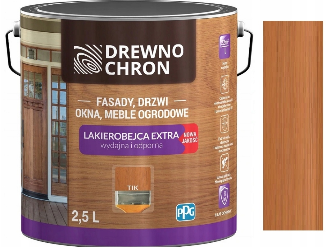 Drewnochron Lakierobejca do drewna Ochronna Extra Tik 2,5l Wydajna i Odporn