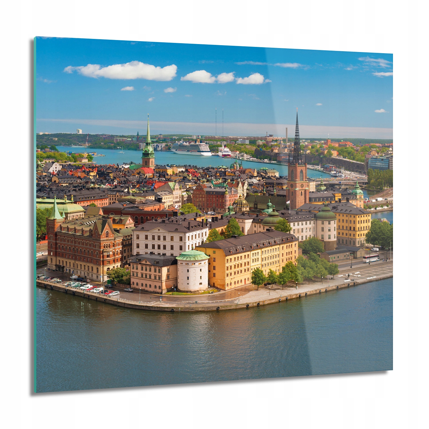 Stockholm voda nebe Skleněný nástěnný obraz 60x60