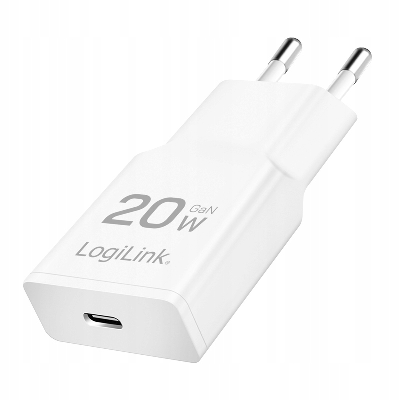 Ładowarka sieciowa LogiLink PA0345 Usb GaN, 20 W, 1x Usb-c (pd), biała