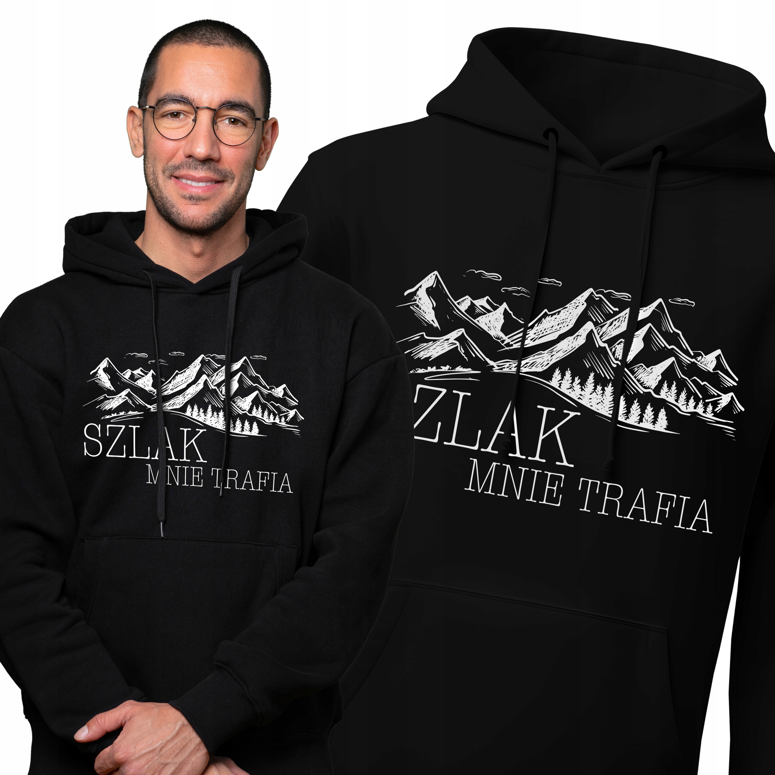 Pánská mikina klokanka do hor na Stezku Mě Trefuje s kapucí Dárek Bonus