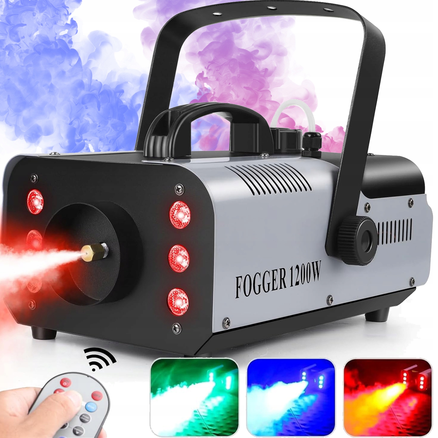 Výrobník Kouře, Mlha, Zakouření, 6 Led Diod Rgb, Silný, Výkonný, 1200 W Dálkové Ovládání
