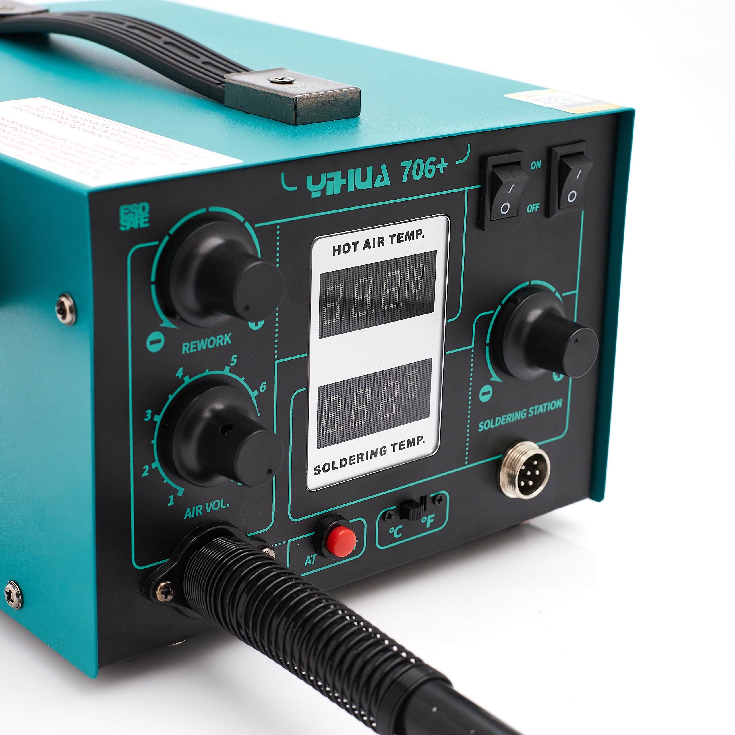 ZESTAW STACJA LUTOWNICZA 2W1 HOT-AIR YIHUA 706+ Rodzaj 2w1 (na gorące powietrze i grotowa)