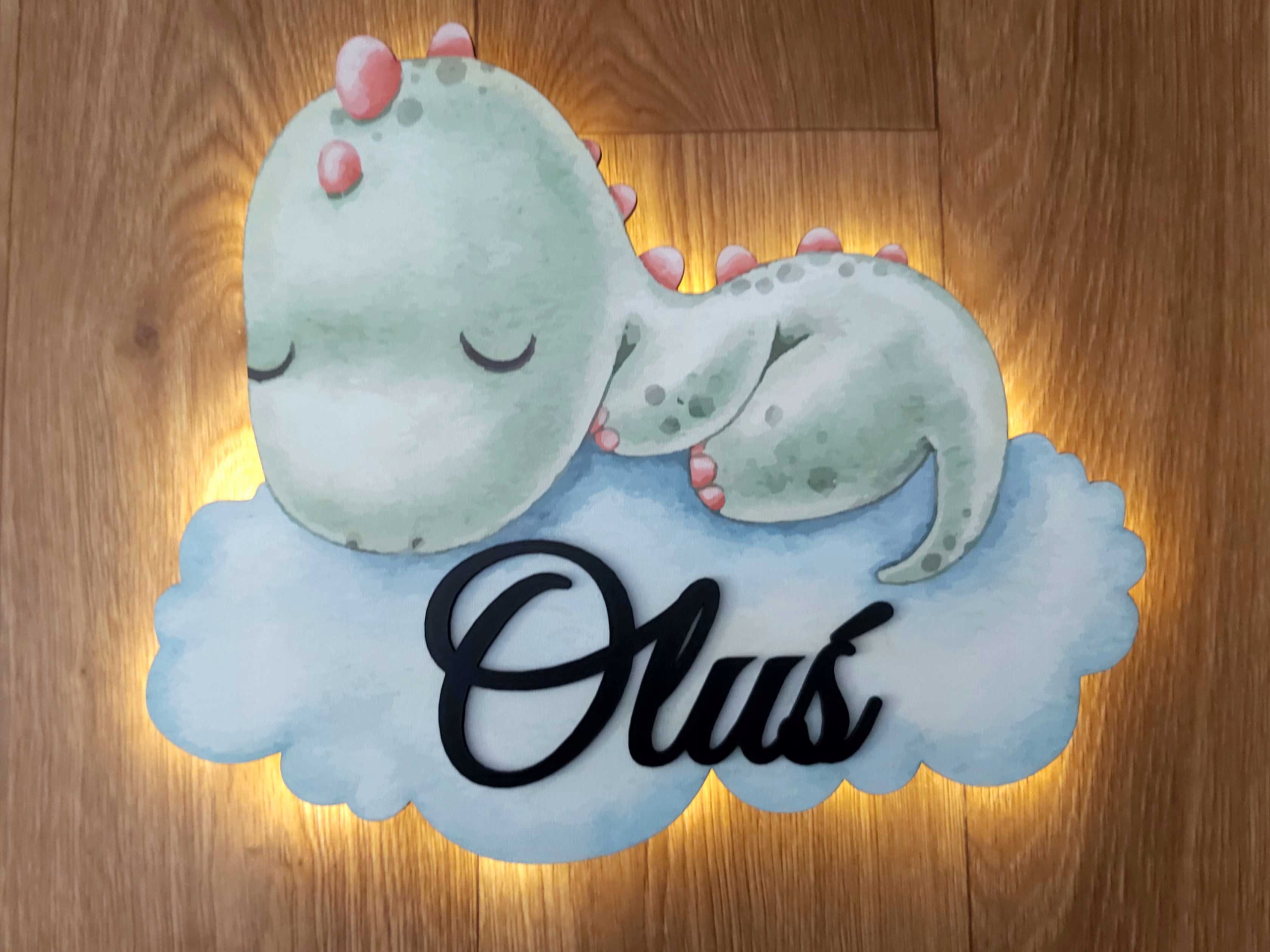 Lampka nocna LED dinozaur dinuś chmurka + imię Kod producenta 1111