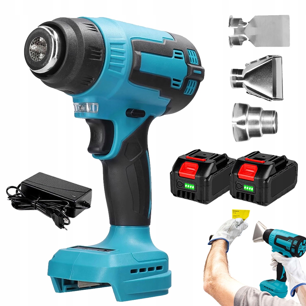 3V1 Výkonná Horkovzdušná Pistole 200W Max 400°C 3 TRYSKY+2 Aku