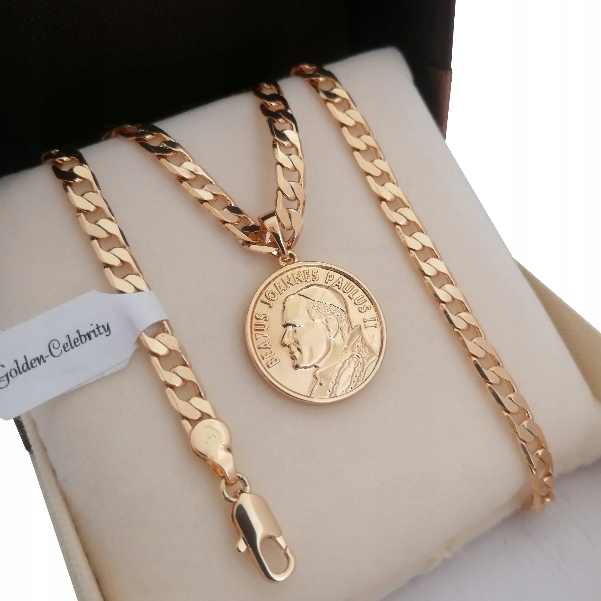 

Złoty Łańcuszek Pancerka+medalik Jan Paweł II 55CM