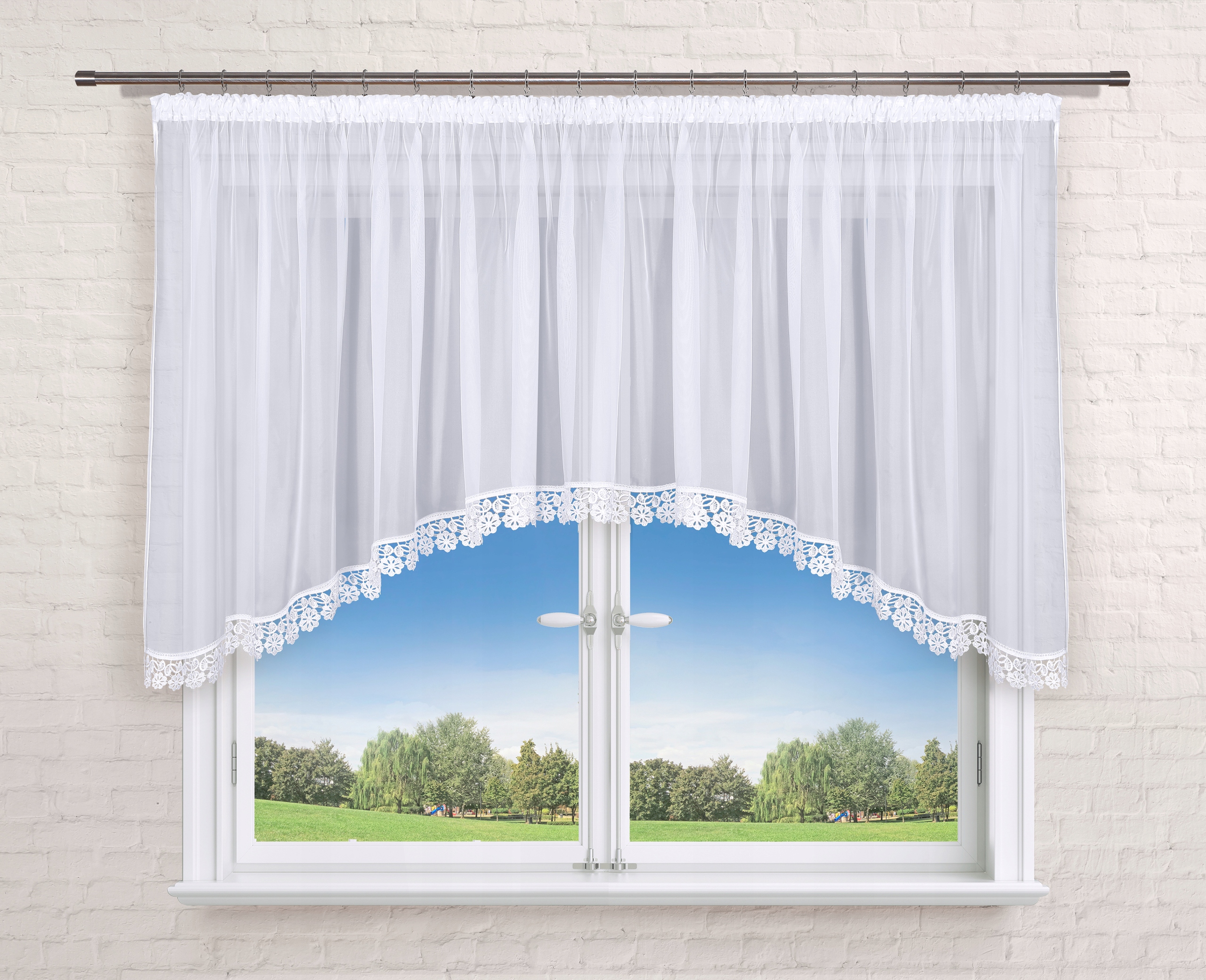 

Firana gotowa 300x150 łuk,woal,gipiura 8cm