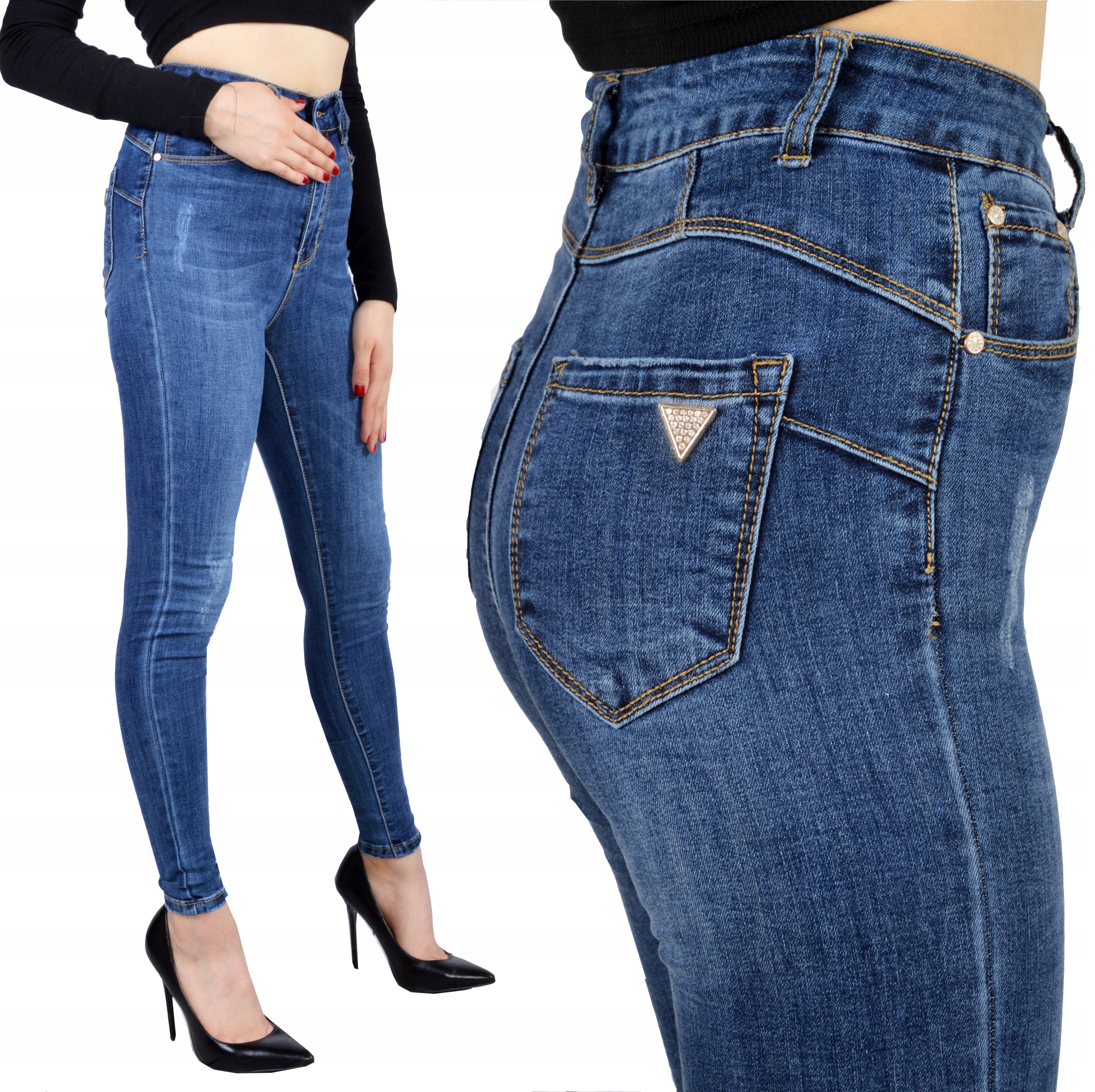 Spodnie Jeansy Modelujące Wysoki Stan Jeansowe NEW