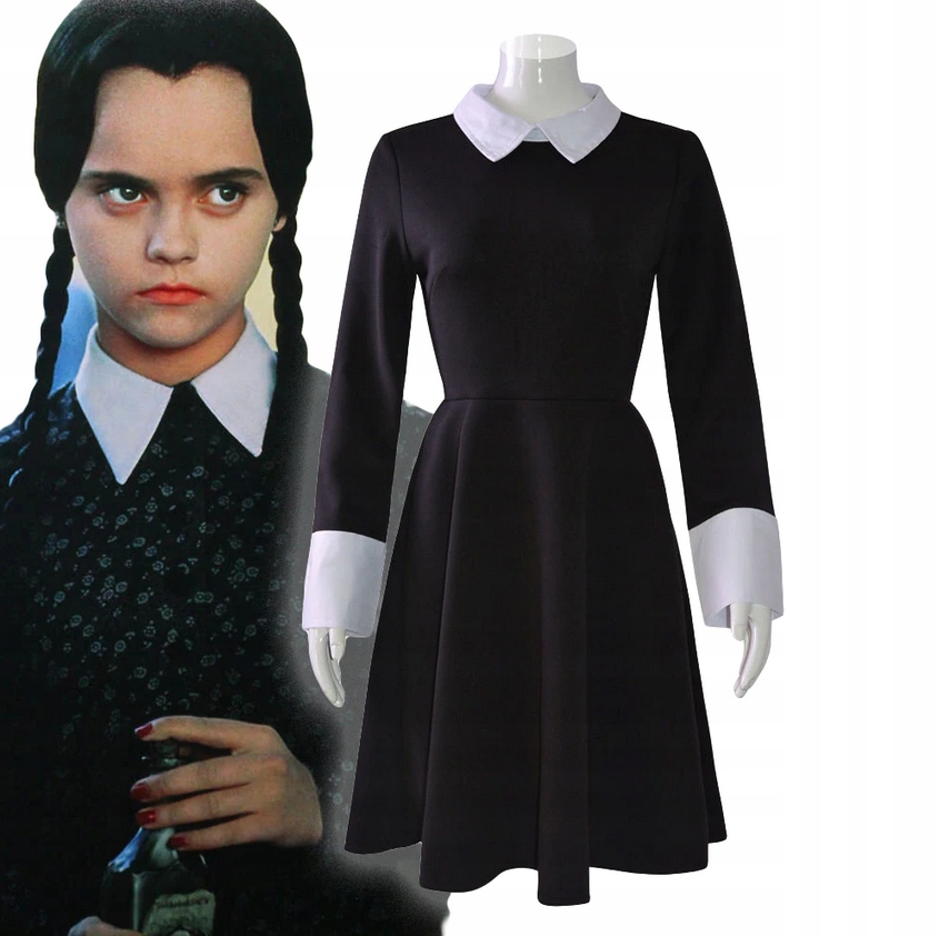 Streda Addams Outfit Šaty Parochňa Kostým Téma Žiadne