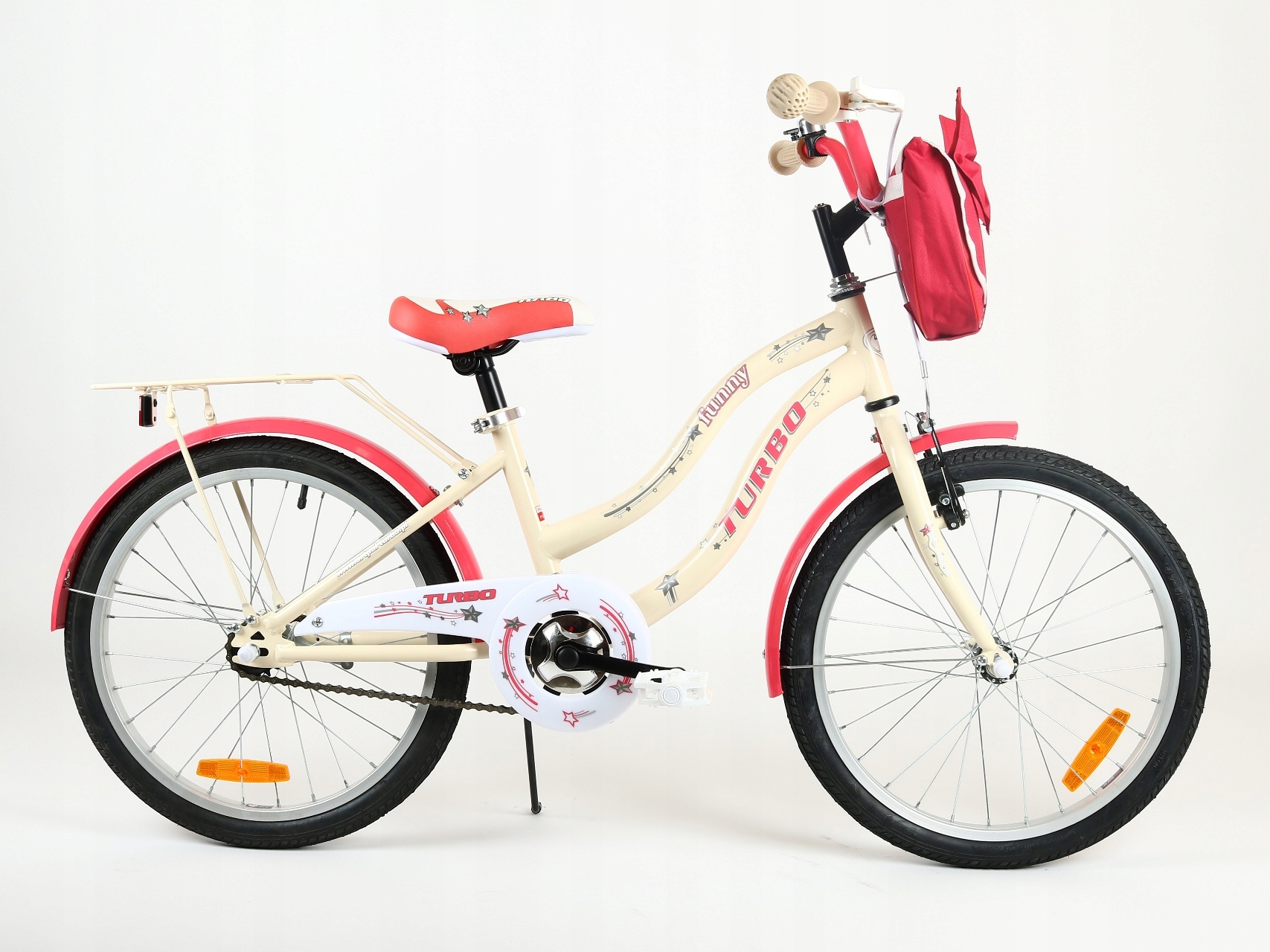 Rower Funny 20" City kremowy miejski dziecięcy z koszykiem Polski Producent