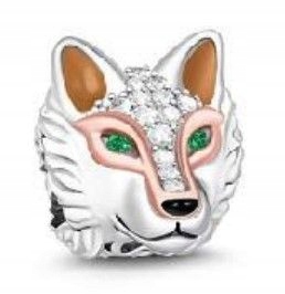 Přívěsek Vlk s zirkony pro modulární náramky Stříbro 925 3 mm 3.75 g