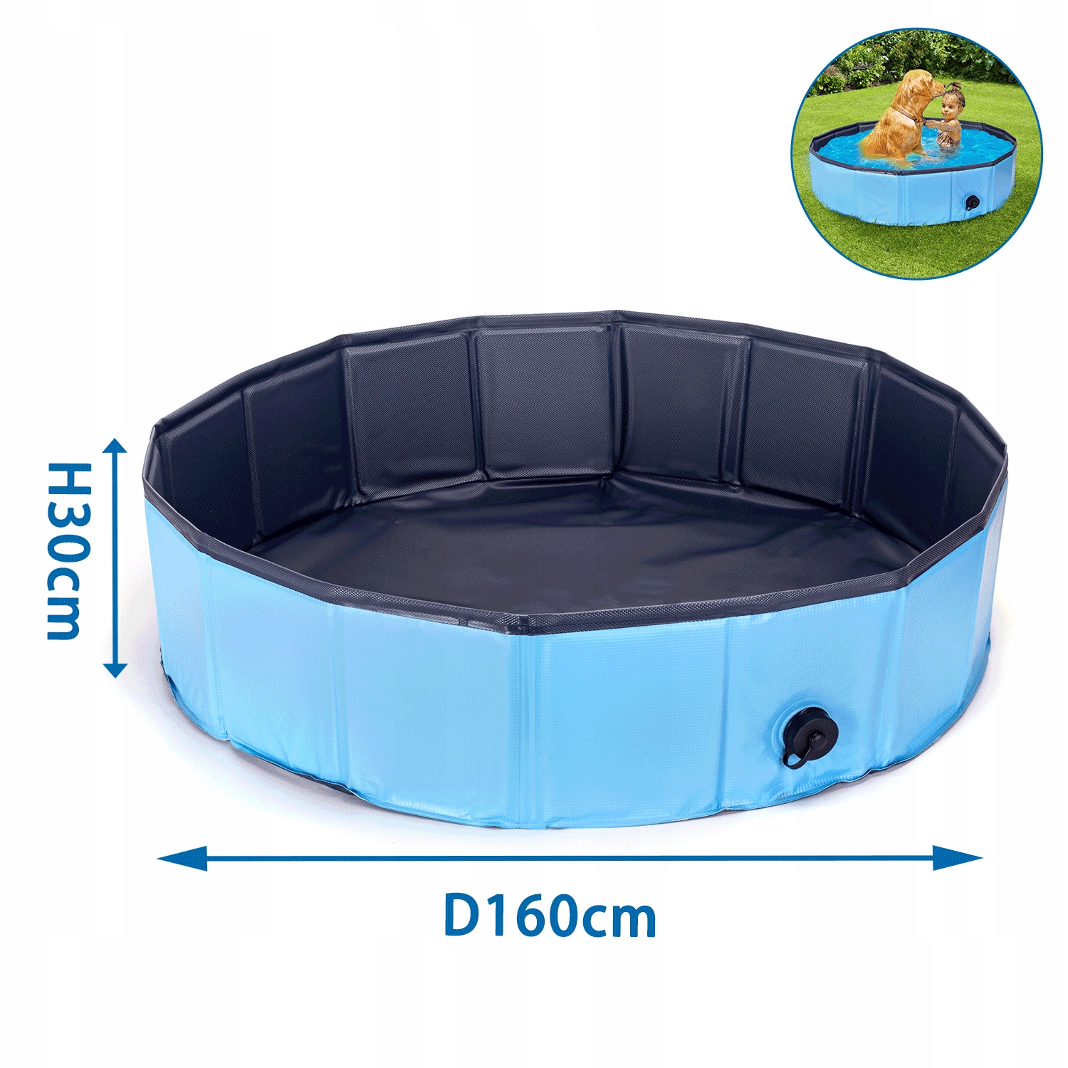 Bazén Pro Psa Nobleza Rozpěrný Zahradní Skládací Modrý 160×30 L