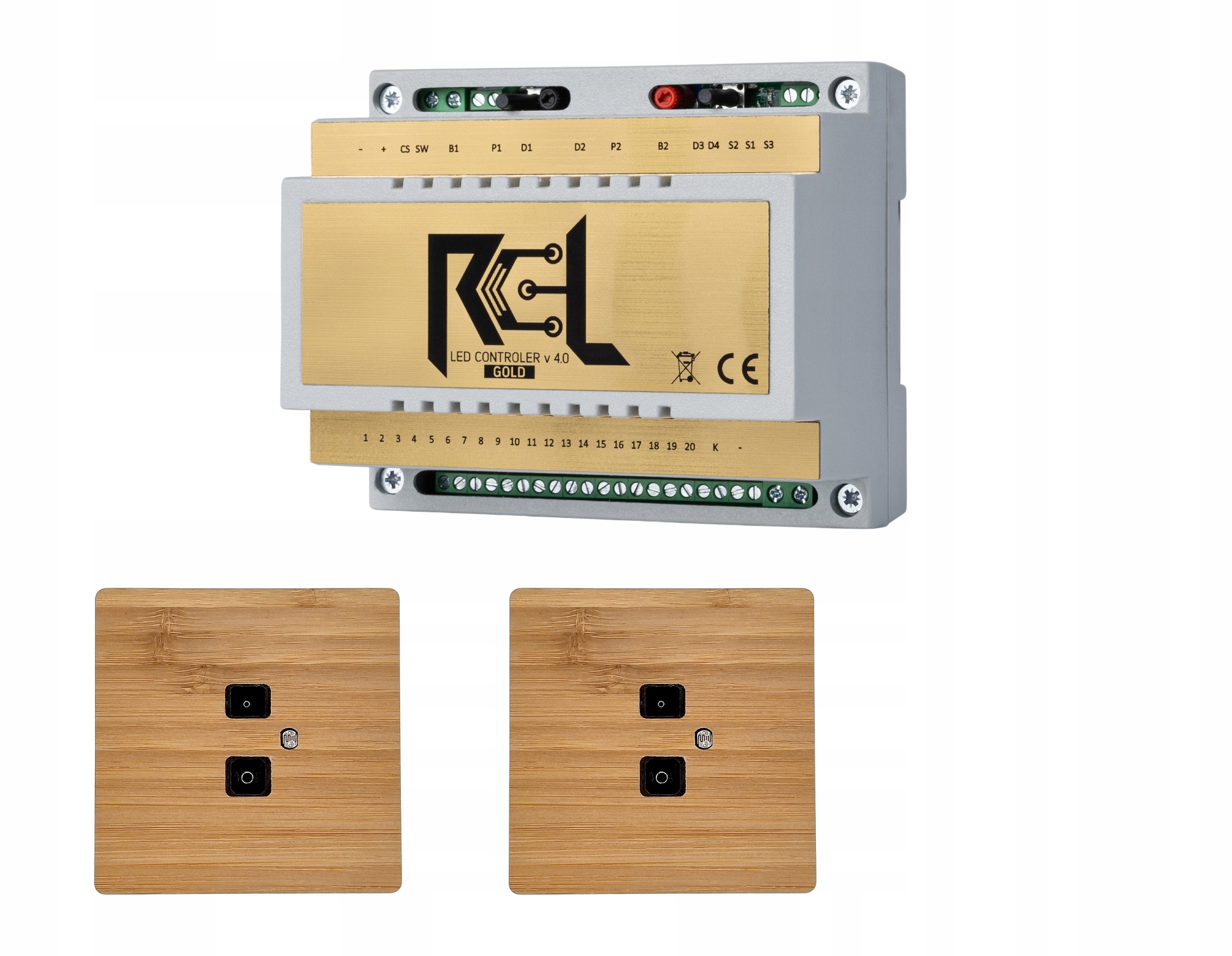 Schodiskový regulátor Rcl-led Gold, snímač vzdialenosti RG_1_VENEER_BAMBOO