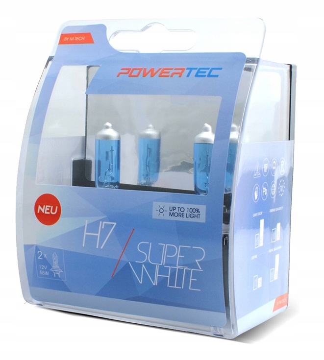 

Zarówka M-tech 12V H7 55W PX26D +100% Światła 2SZT