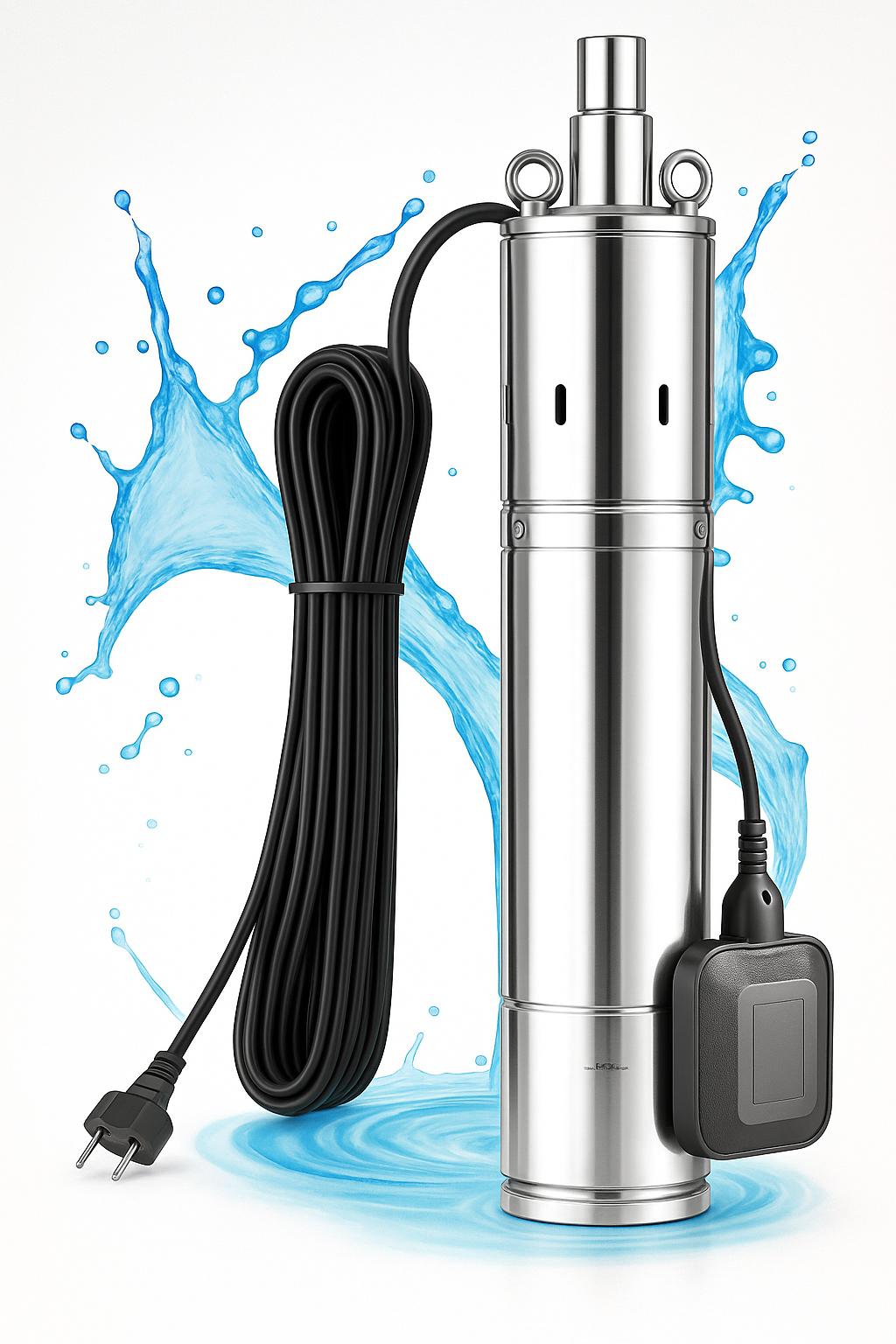 Pompa do Wody Głębinowa 1" Cicha Mocna Studnia Dom Ogród 230V i pływakiem