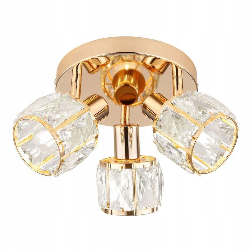Stropní svítidlo trojitá zlatá křišťálová glamour do obývacího pokoje 36 cm Candellux