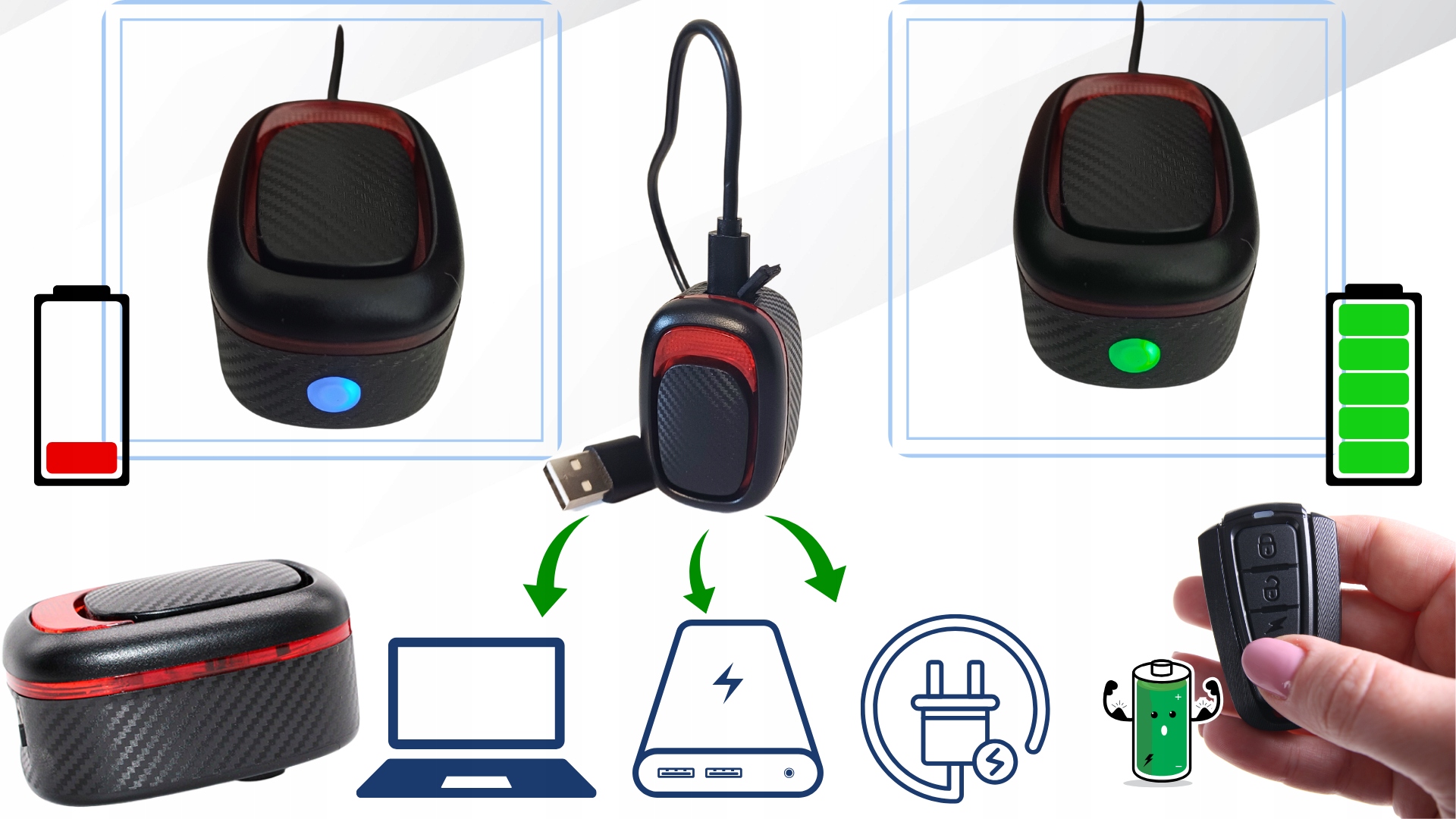 ZADNÉ SVETLO NA BICYKEL S ALARMOM, BRZDOVÝM SVETLOM A HLASNÝM ZVONČEKOM, NABÍJATEĽNÉ, 4 REŽIMY Druh alarm