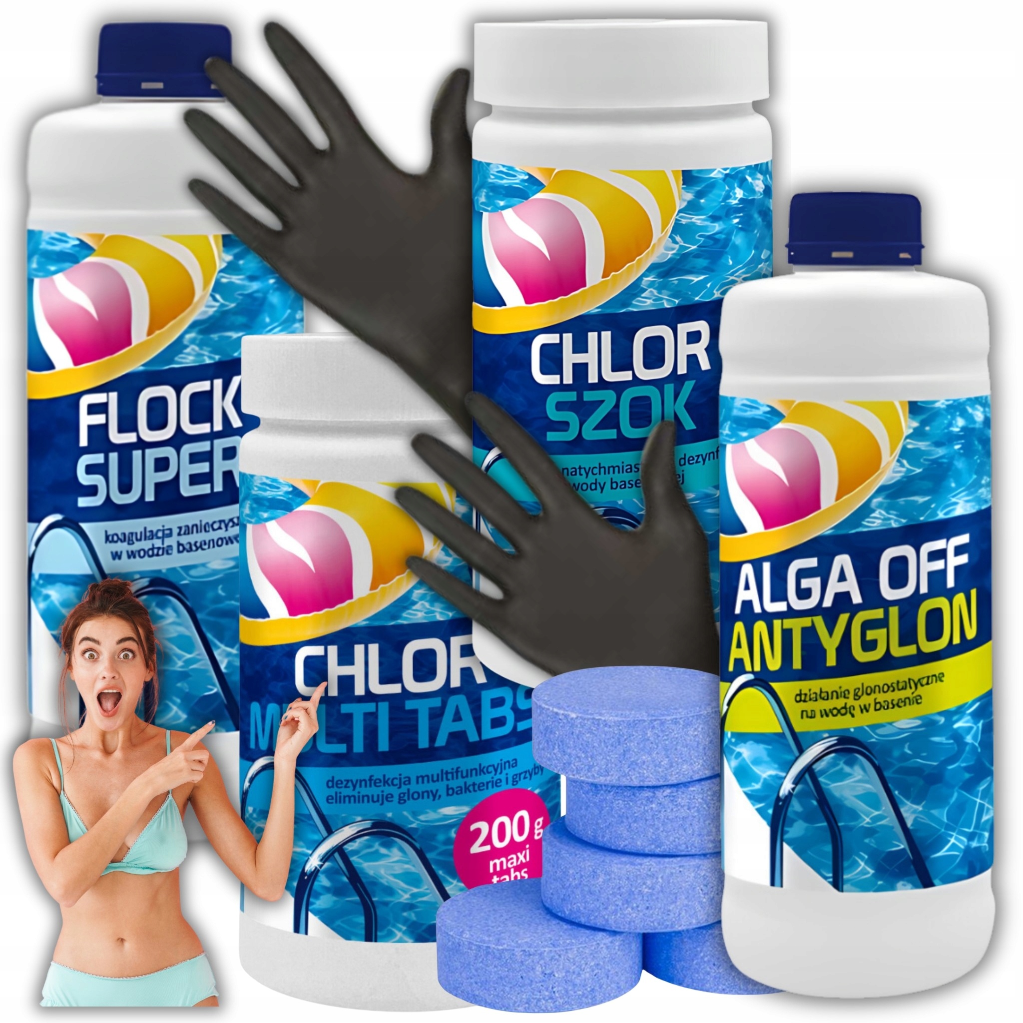 Chemia Basenowa Gamix Chlor Szok Tabletki Antyglon Koagulant Flock XL