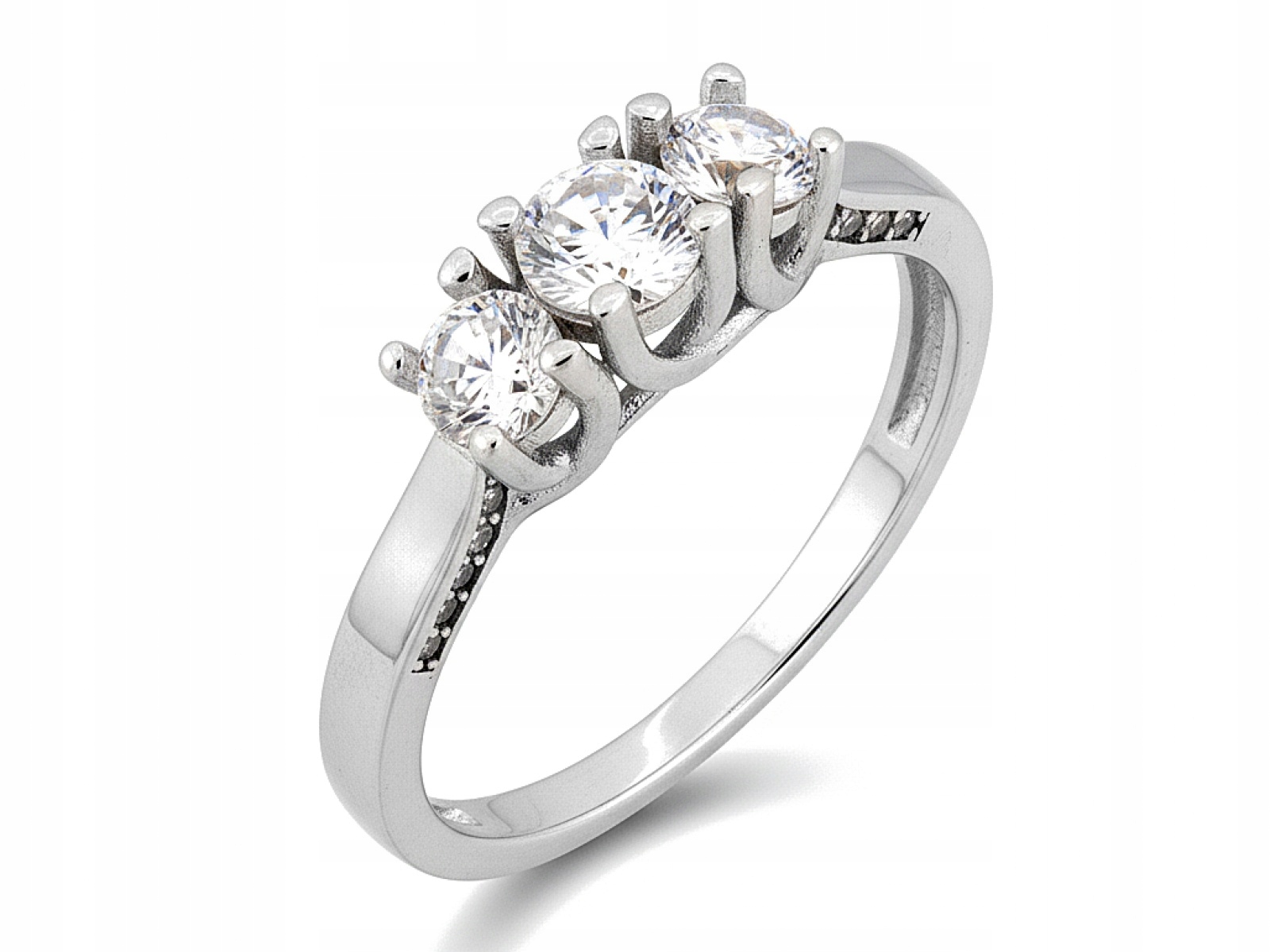 Stříbrný dámský prstýnek 925 S Třemi Zirkony lesklý pro ni r16