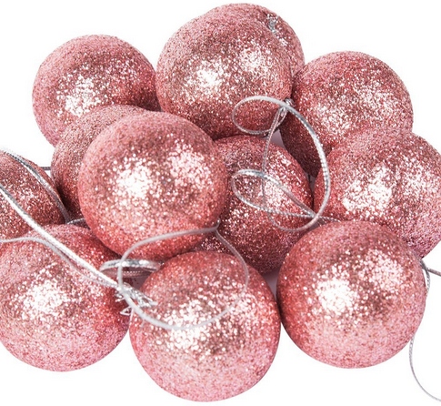 

Bombki,Zawieszki Brokatowe 40 mm 12 szt.-ROSE Gold