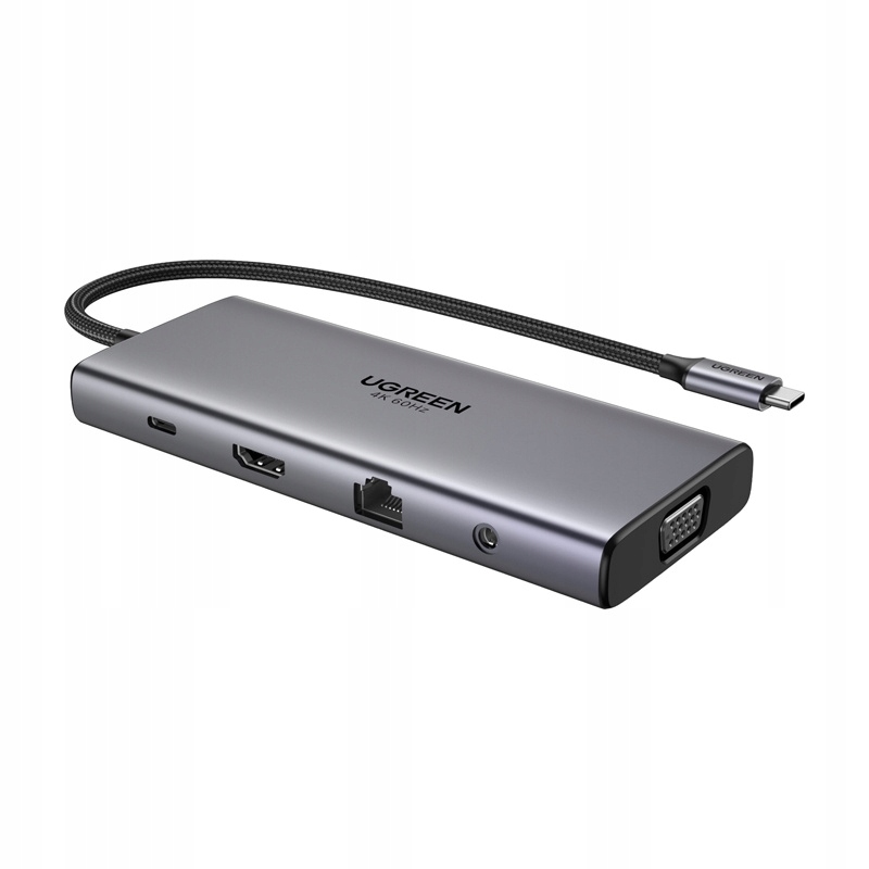 Usb-c hub Ugreen CM639, Hdmi, Vga, 2x Usb-c 3.2 10Gbps, 2x Usb, Sd/tf, RJ45